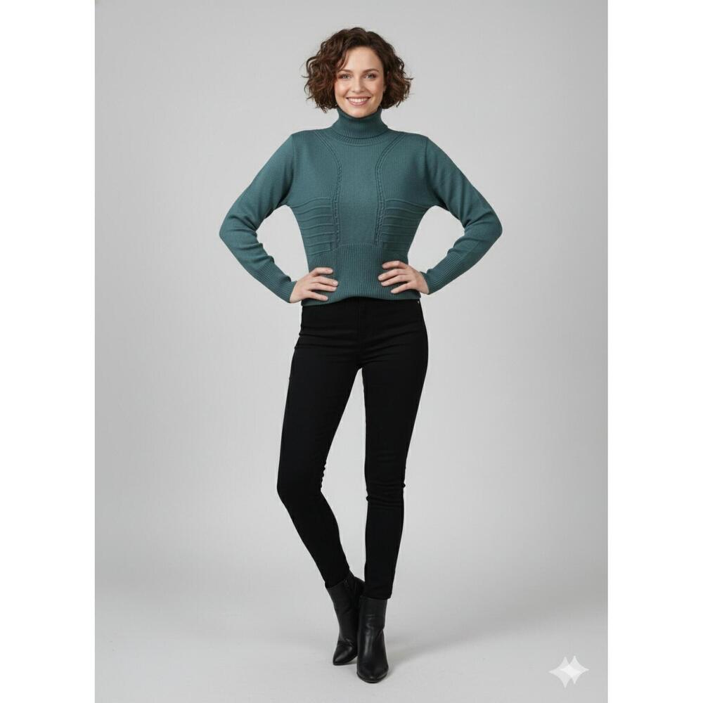 NEW KATHIE K turtleneck knit sweater in green
